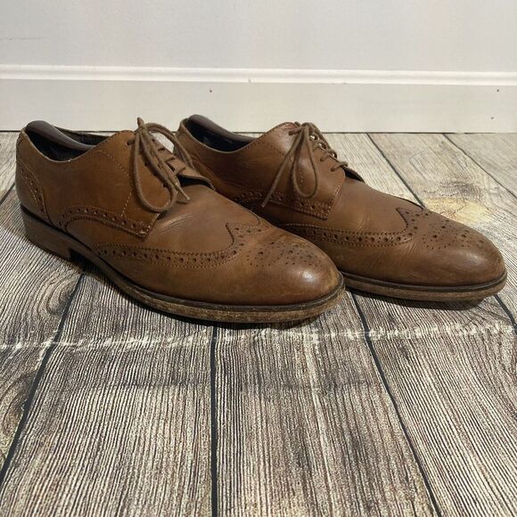 Cole‎ Haan British Brown Leather Benton Wingtip Oxfords II C24168 US 11 1/2 W - Picture 1 of 9